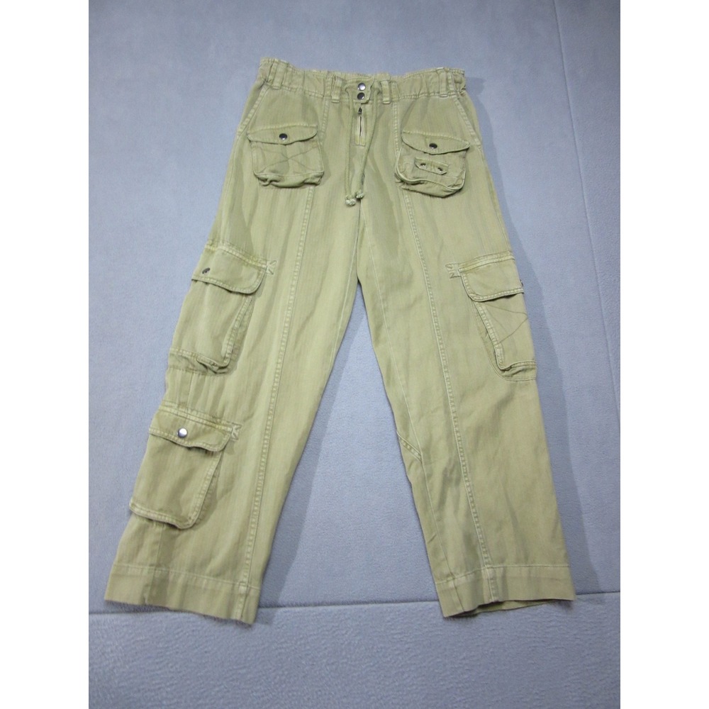 Free People Cargo Pants Womens 31 Olive Green Herringbone Utility Military